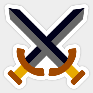 Minimalist Crossed Swords Icon (Dark) Sticker